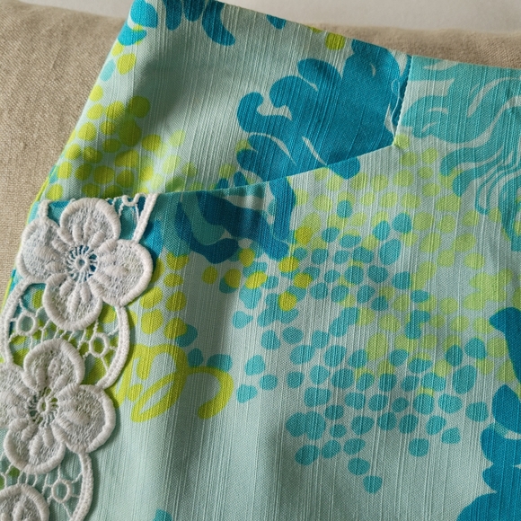 Vintage Lilly Pulitzer Originals short skirt aqua blues greens appliques pockets - Picture 5 of 9